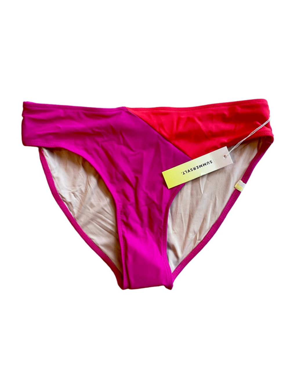 Summersalt Diagonal Mid Rise Bikini Bottom Size 4 Hibiscus Grapefruit NWT
